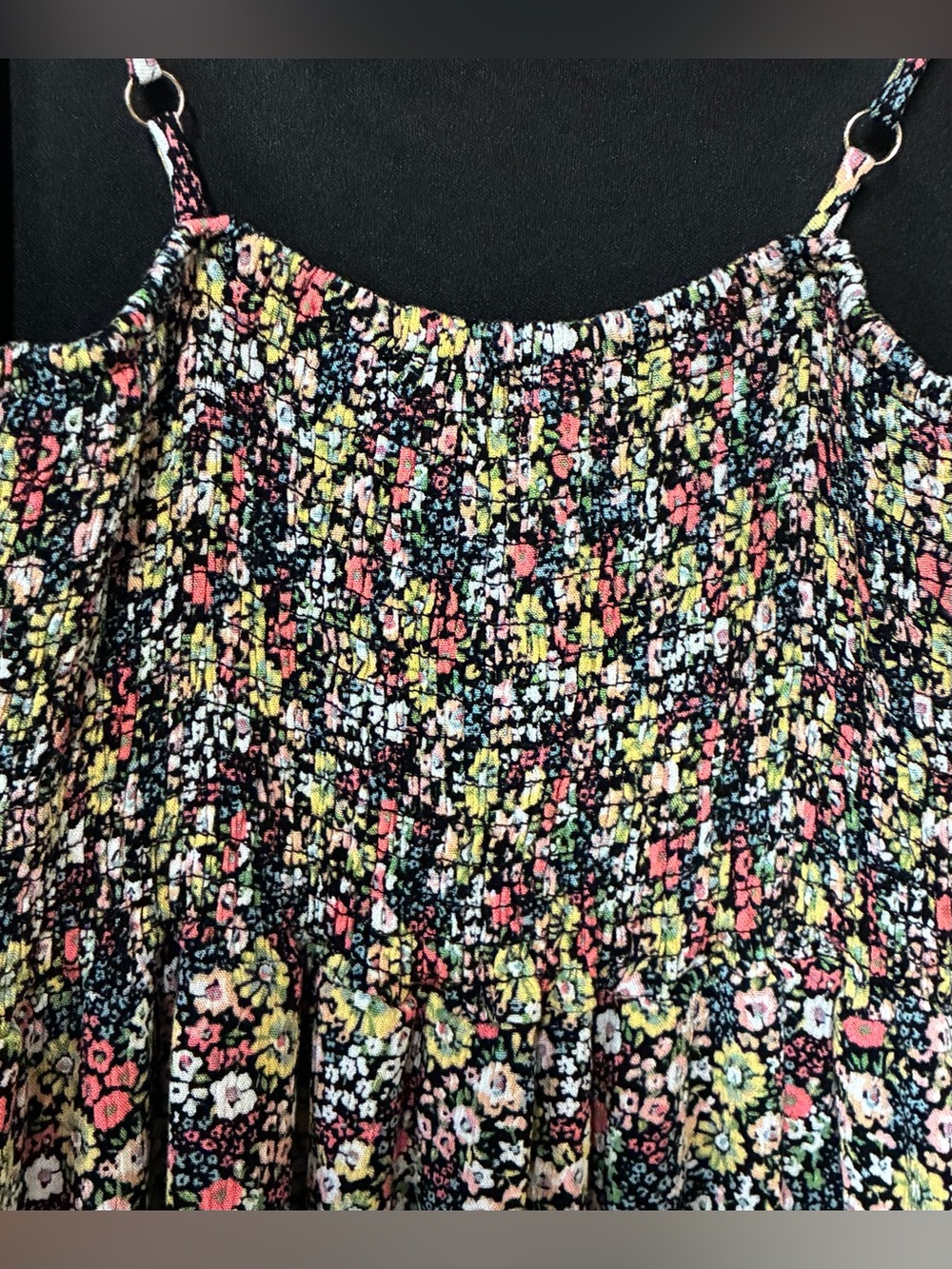 Altar’d State XS Black Multicolor Ditsy Floral Side Tie Mini Dress - Picture 6 of 7